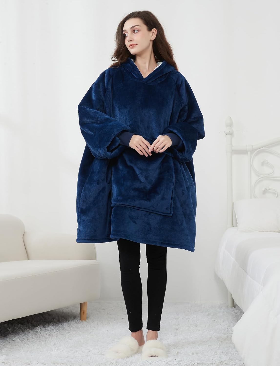 KFUBUO Wearable Blanket Hoodie for Adults Sherpa All Patterns Cat Oversized Sweatshirt Blanket with Pockets for Women