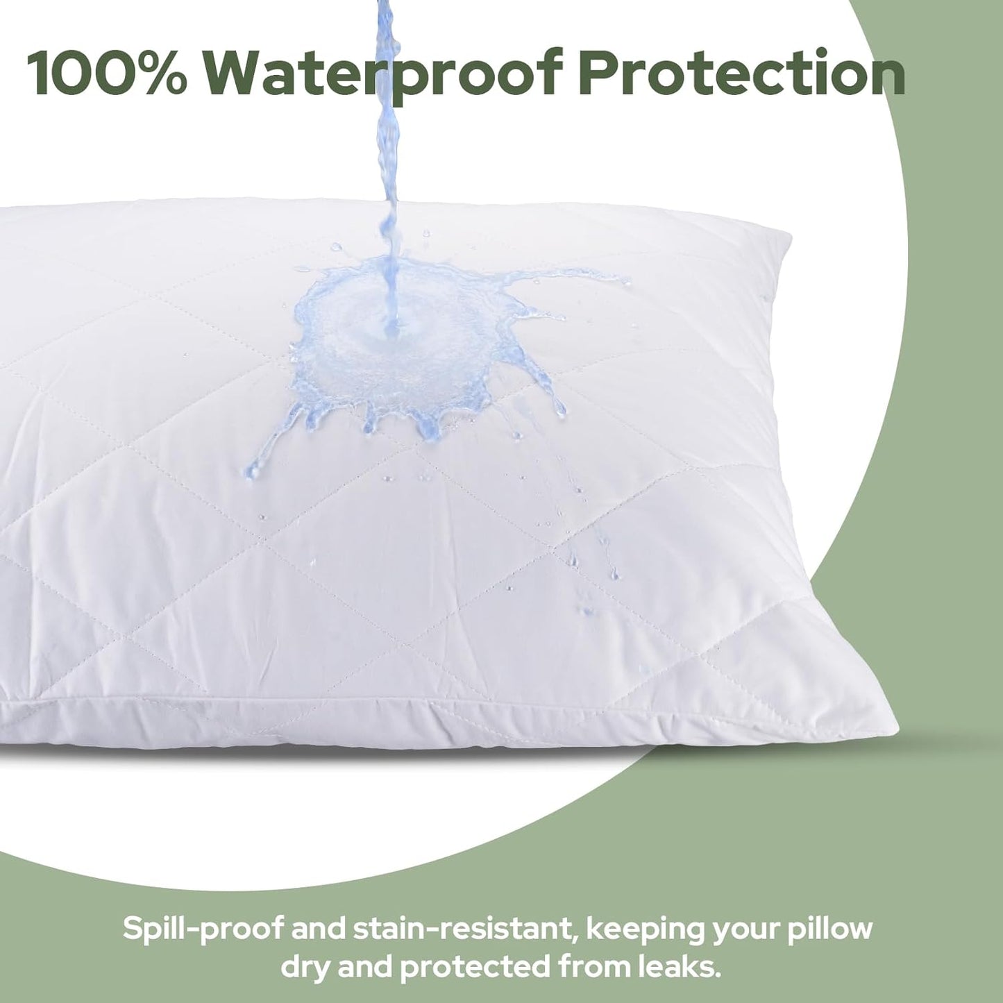 CoolShields Pillow Protector (2 Pack) Standard – Waterproof Zippered Pillow Covers, Hypoallergenic, Premium Pillowcase Encasement for Better Sleep