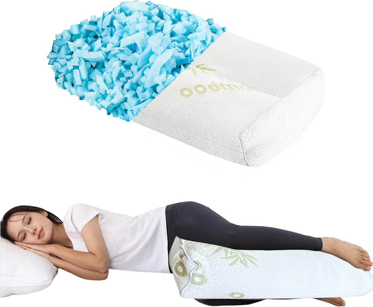 MINUPWELL Knee Pillow for Side Sleepers - Between Leg & Under Knee Pillow for Back Sleepers - Leg Pillow with 850G 7D Alternative for Relieving Leg, Back, and Knee Pain - 100% Cotton Fabric - White