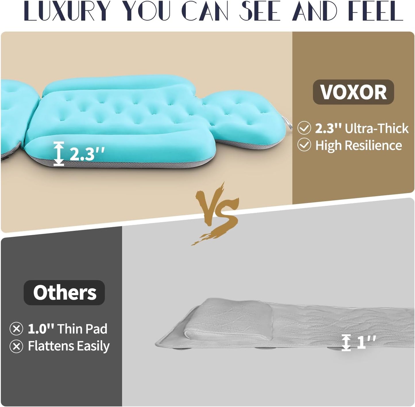 Full Body Bath Pillow for Bathtub, Thick Bathtub Cushion, Luxury Tub Pillow for Bath for Headrest Neck and Back Support White 51" x 16"