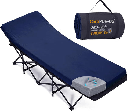 CYMULA Camping Cot Pad 2 Inch Memory Foam, Camping Pad for Folding Cot and Foldable Cot, Portable Roll Up Camp Gear for Car Camping Travel Tent, Non-Slip Waterproof Bottom, Removable Cover, Pad Only