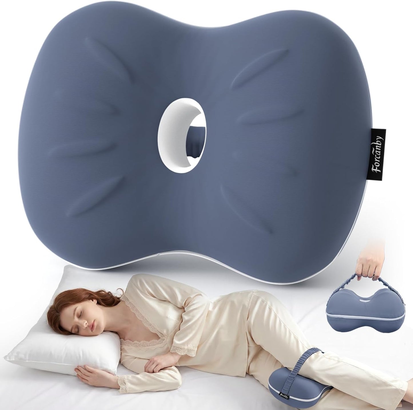 Knee Pillow for Side Sleepers - Smooth Spine Alignment Pillow, Memory Foam Knee Pillows for Back Hip Pain, Spine Aligning, Sciatica, Surgery Recovery, Pregnancy