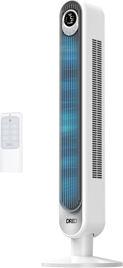 DREO Smart Tower Fan for Bedroom, 28ft/s Velocity, 8 Speeds Ultra Quiet Fan