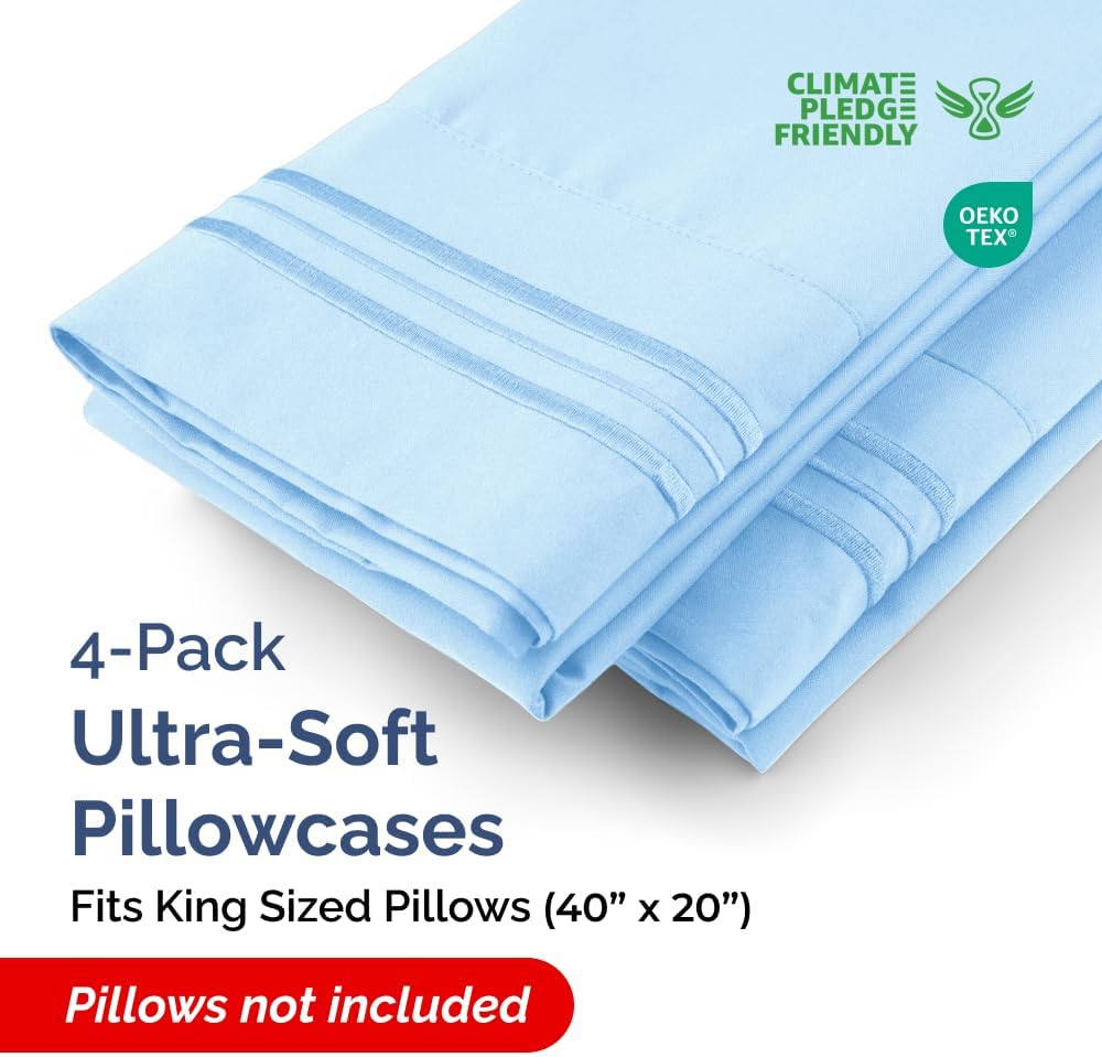 Standard Pillow Cases Set of 10 - Ultra Soft Hotel Quality Pillowcase Covers - Comfy, Cozy & Wrinkle Free - Shrink, Stain and Fade Resistant - Machine Washable Pillow Protectors - 10 Pcs Set - White - Colors A