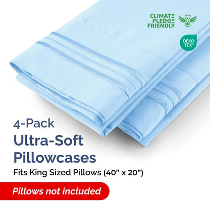 Standard Pillow Cases Set of 10 - Ultra Soft Hotel Quality Pillowcase Covers - Comfy, Cozy & Wrinkle Free - Shrink, Stain and Fade Resistant - Machine Washable Pillow Protectors - 10 Pcs Set - White - Colors A