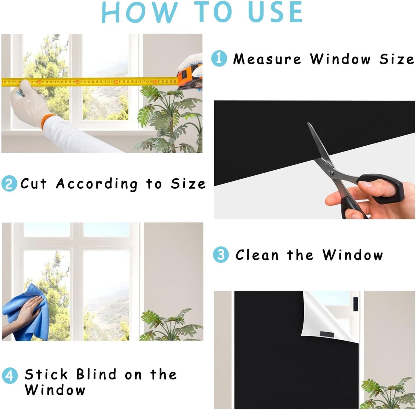 Portable Blackout Curtains No Drill DIY Sunblock Window Shades for Bedroom Nursery Room, Travel RV Blackout Blinds with Hook and Loop Tape, Light Blocking Privacy Cover, 40 x 57 inch