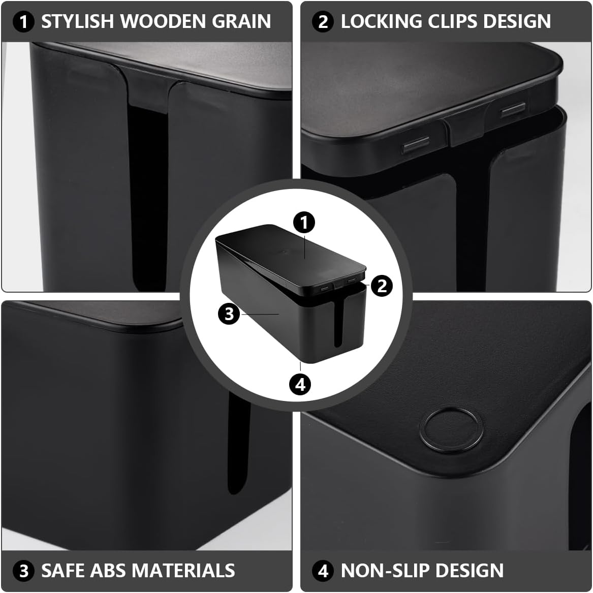 Tuwechen Cable Management Box, Large Cable Organizer Box to Hide Wires