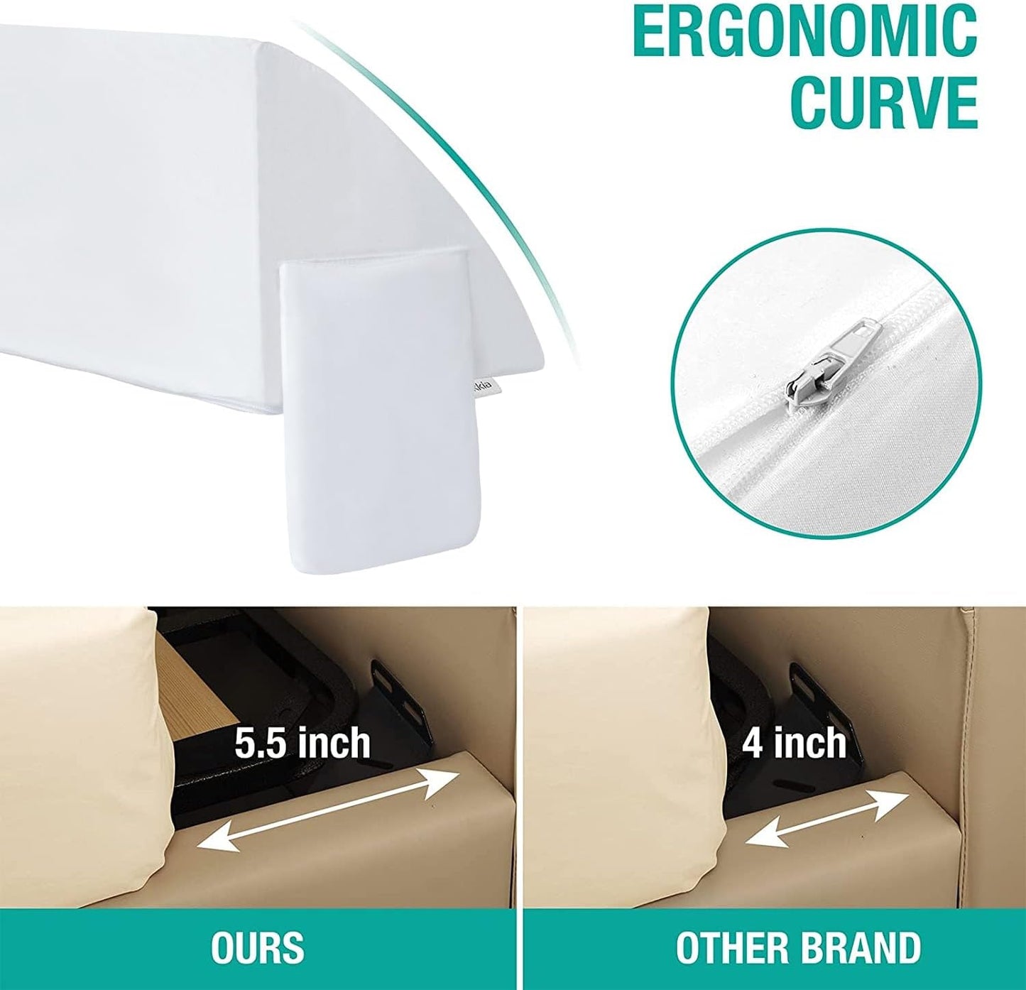 Vekkia 34" Extra-Long Wedge Pillow, 5.5" Bed Wedge Pillow for Sleeping,Gray