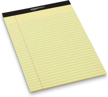 Amazon Basics Wide Ruled Lined Writing Note Pads for Office Supplies, 8.5" x 11.75", White, 12-Pack of 50 Perforated Sheets