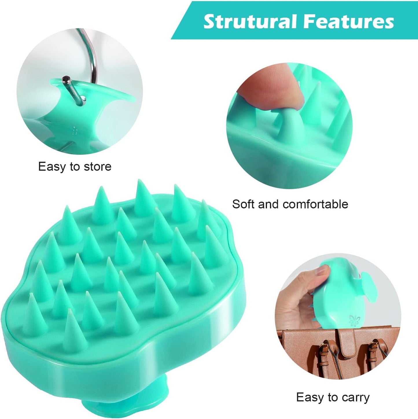 URTHEONE Soft Silicone Hair Scalp Massager Shampoo Brush for Wet Dry Oily Curly Straight Thick Thin Rough Long Short Natural Men Women Kids Pets Hair Care Tools（Pink