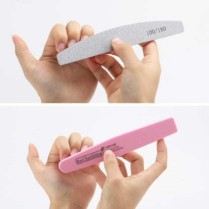35 Count 100/180 Grit Nail Files and Buffers Kit, Reusable Sanding Buffing Blocks Sponge File Double Sides Emery Boards