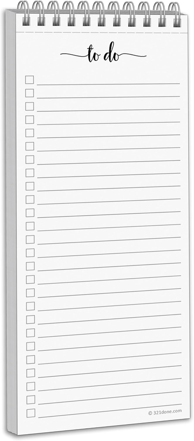 321Done To Do List Notepad, 2-Pack 50 Sheets Each, 3.7x8.5 College Ruled Pad, 70lb Matte Paper, Note Pad for Shopping List, Checklist To-Dos Tasks Planning for Home Office, Made in USA