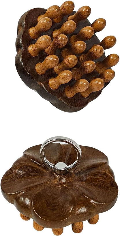 Wooden Scalp Massager for Hair Growth Support, Bamboo Scalp Massager Brush for Head Relaxation, Scalp Stimulation & Hair Oil Distribution, Natural Wooden Massager for Face and Body Care