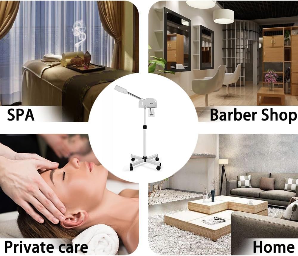 Facial Steamer with Hot Mist, Esthetician Barber Steamer, Height Adjustable & Rotatable Nozzle, for Home & Salon SPA