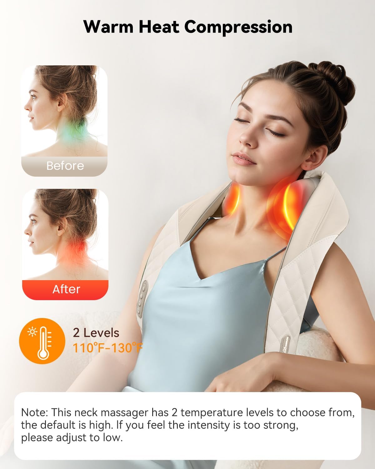 Snailax Neck Massager for Pain Relief Deep Tissue, Neck Massage with Heat, Cordless Massager for Back and Shoulder Pain, Deep Kneading Back Massager, Gift for Mom Dad