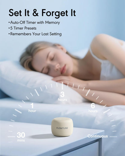 FLOWTUNE Sound Machine White Noise Machine for Baby Adults, 18 Non-looping Sounds, Timer, Memory Function, Portable Sleep Sound Therapy Gift (Mint Green)