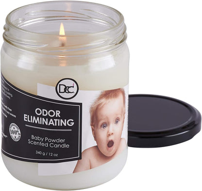 Vanilla Bean Odor Eliminating Highly Fragranced Candle - Eliminates 95% of Pet, Smoke, Food, and Other Smells Quickly - Up to 80 Hour Burn time - 12 Ounce Premium Soy Blend - Colors A
