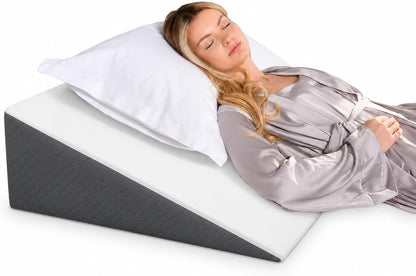 Kolbs Bed Wedge Pillow for Sleep Apnea, FSA Eligible Acid Reflux, and Back Pain Relief, with Chic Jacquard Cover - Headboard Wedges for Sleeping (5" Gentle Incline)