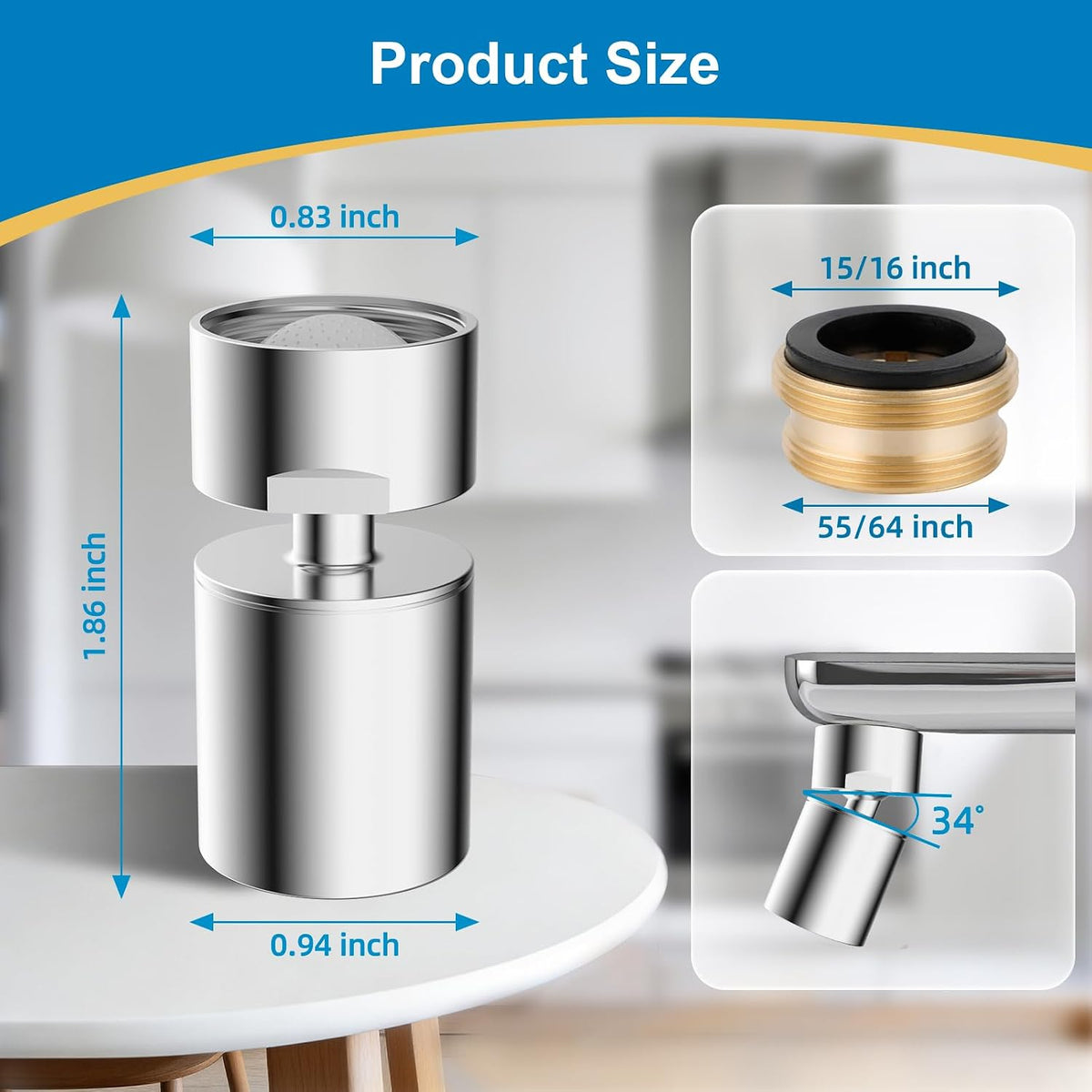 Hibbent NSF/ANSI/CAN 61 & cUPC Certified Faucet Aerator, Chrome