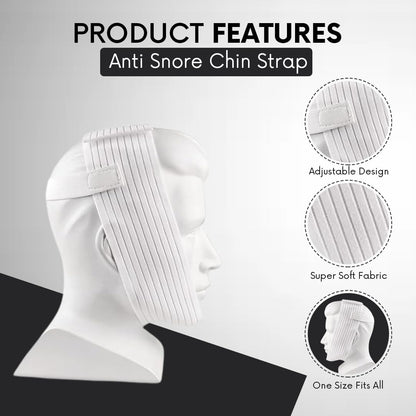 Bistras Super Deluxe White Chin Strap for Cpap Users - Anti Dry Mouth- Anti Snore Chin Strap Great Sleeping Solution for Men and Women to Keep Mouth Closed While Sleeping (1 pk)
