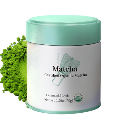 MatchAdmire Matcha Powder Premium First Harvest USDA Certified Organic Green Tea Matcha latte, Rich Flavor, 100% Vegan with No Fillers, Radiation-Free (50g Culinary Grade Matcha)