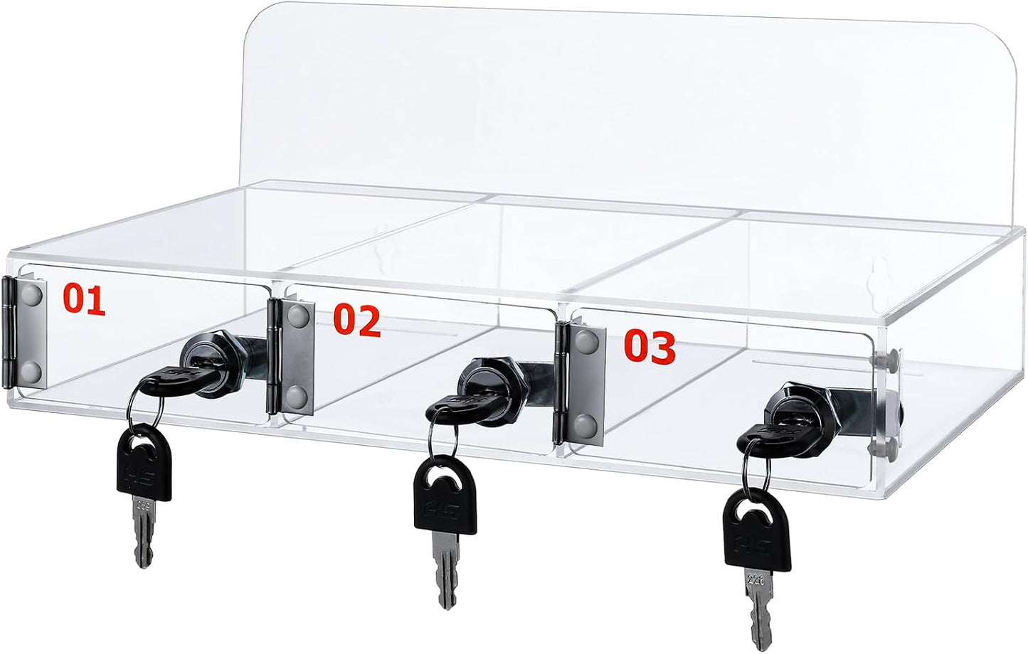 Threan 12 Slot Cell Phone Storage Box, Acrylic Clear Cell Phone Storage Cabinet Wall Mounted with Door, Locks and Keys for Office School Factory