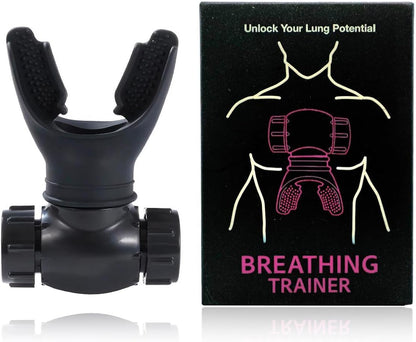 Lung Trainer, Dual-Control Breathing Device for Exercise, Black