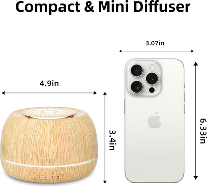 SEEDSEEL 300ML Essential Oil Diffuser,Ultrasonic Aromatherapy Diffuser, 7-Color Gradient Lights, Remote Control, 8 Hours Run Time, Suitable for Home,Office