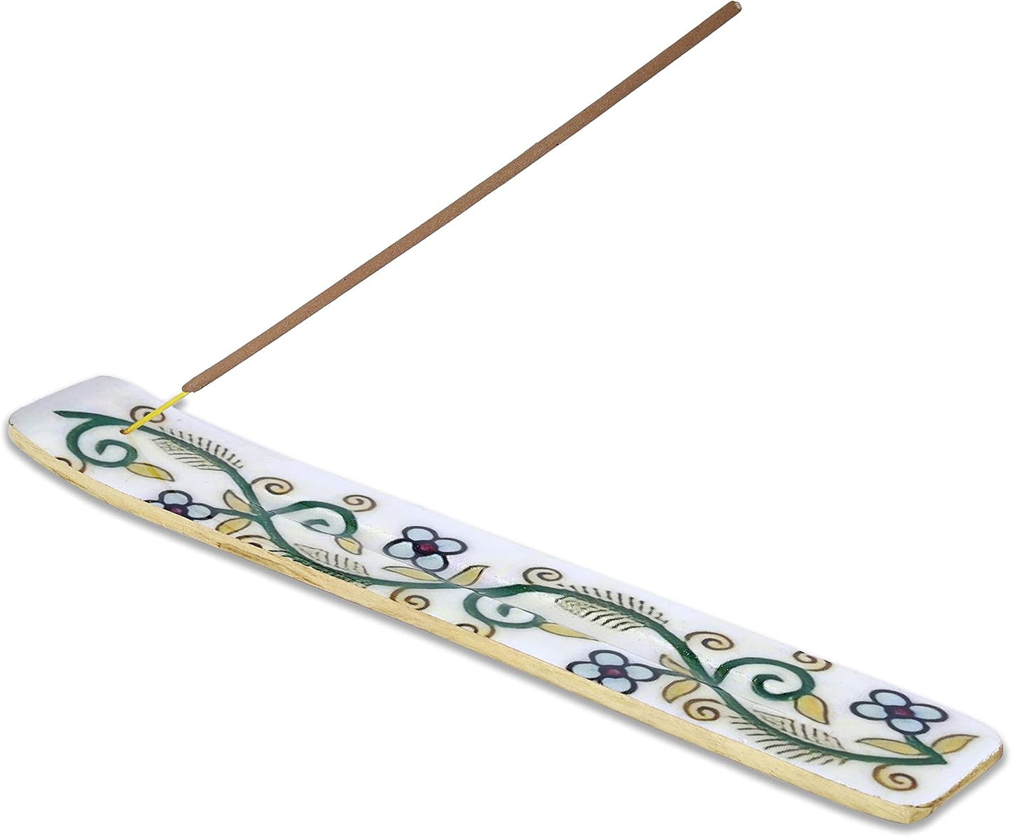 Bless-International Traditional-Handmade-Burner Wooden-Incense-Stick-Holder Ash-Catcher-Stand for-Aromatherapy-Meditation-Yoga (Incense Holder 10 inch(2 pcs))