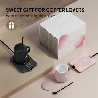 Coffee Cup Warmer & iKago Mug Set, 1℉ Precise Temp Control Mug Warmer