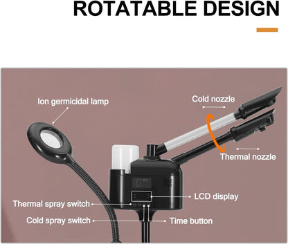 Artist hand Professional Facial Steamer with 5X LED Magnifying Lamp 3 in 1