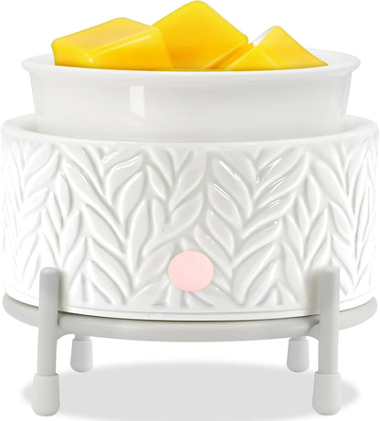EQUSUPRO Wax Melt Warmer for Scented Wax Melts 3-in-1 Electric Ceramic Candle Wax Warmer Burner Fragrance Wax Melter for Home Office Bedroom Gift & Decor (Leaf)