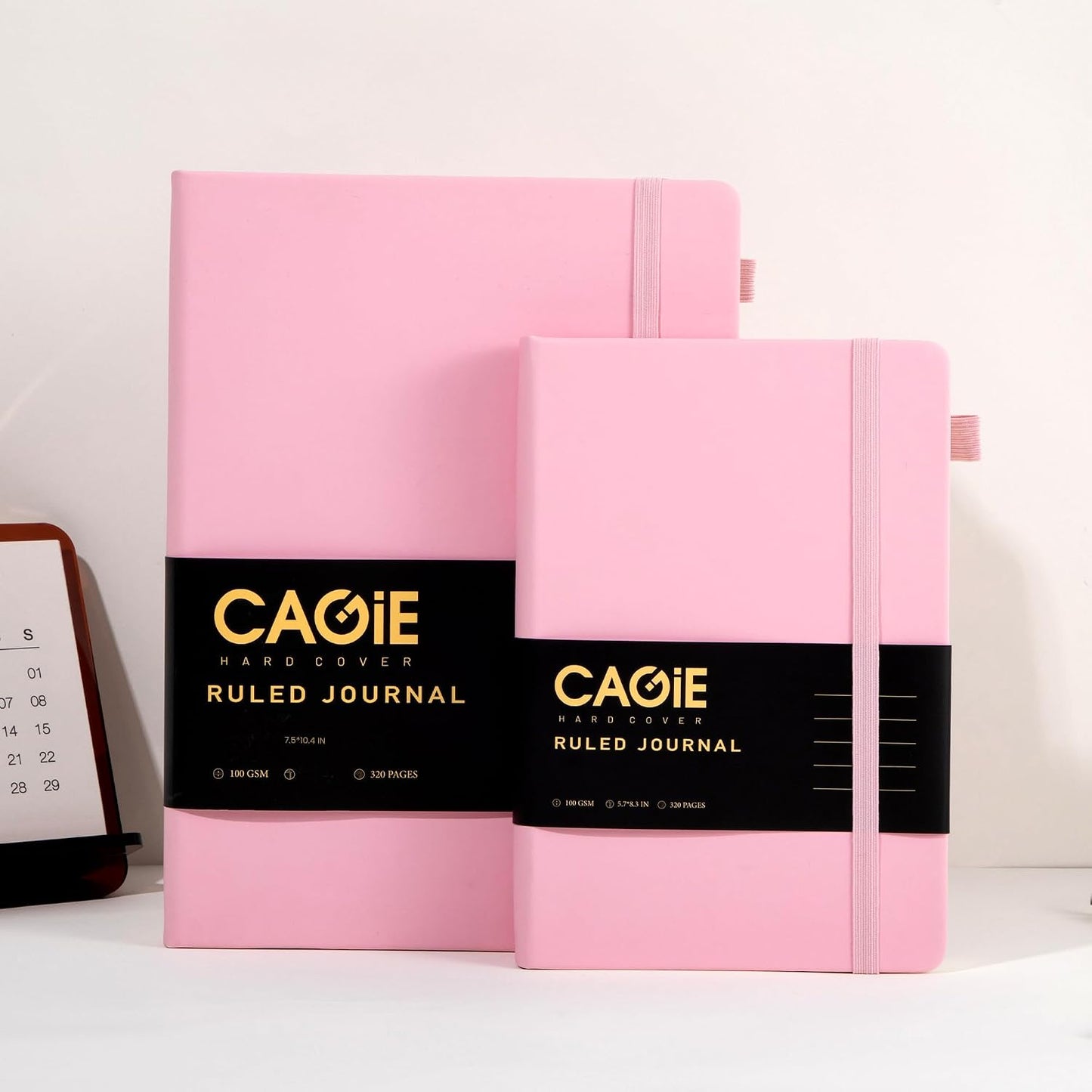 CAGIE Lined Journal Notebook for Women Men 320 Pages 100 Gsm Paper Thick Journaling Notebooks A5 Leather Journals for Writing Hardcover Journal Supplies for Work Note Taking Diary, 5.7x8.3 In, Green