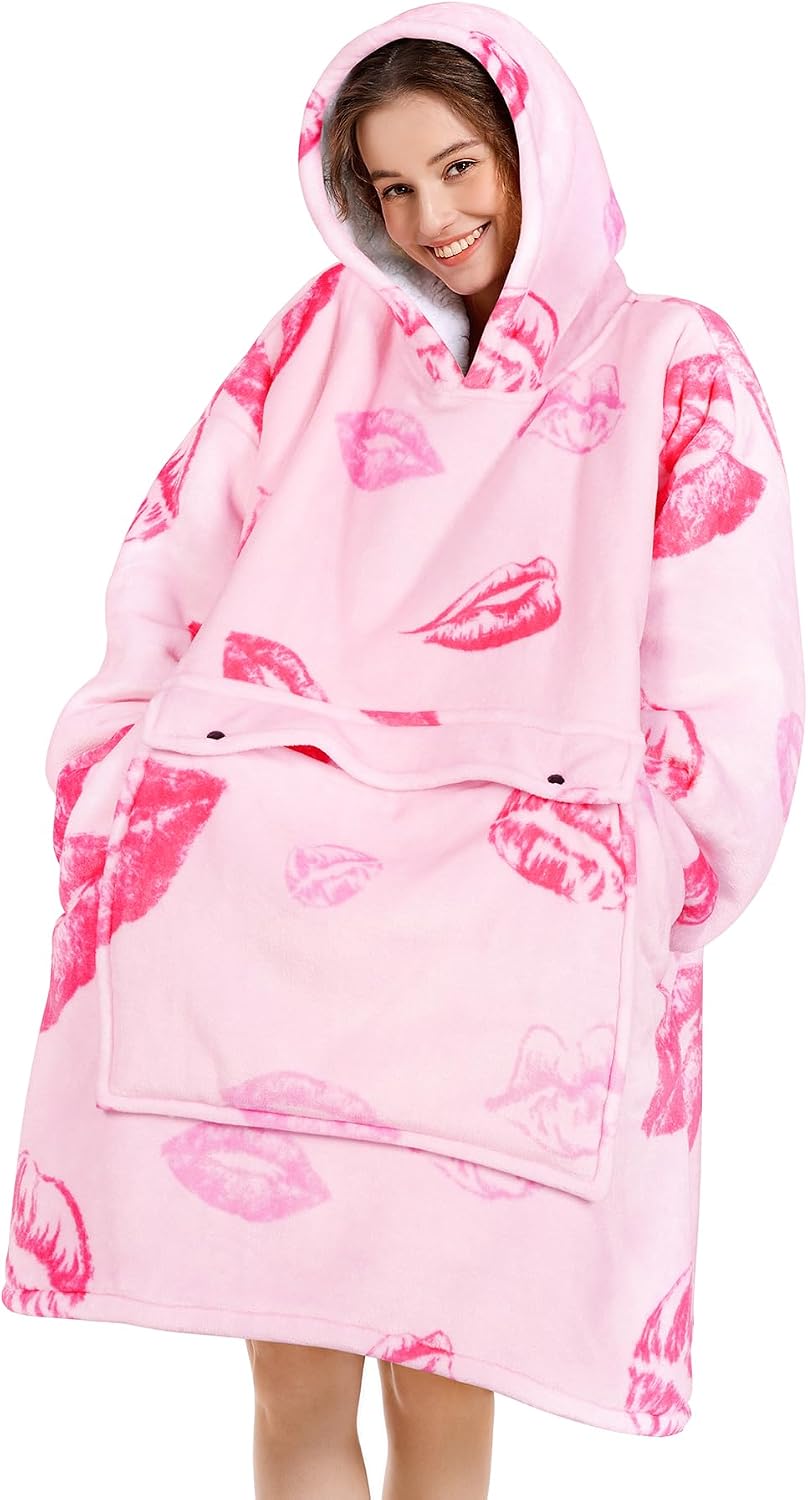 Narecte Cozy Oversized Blanket Hoodie Wearable Blanket Adults Soft Hooded Blanket Hoodie Birthday Gifts for Women Christmas - Colors B