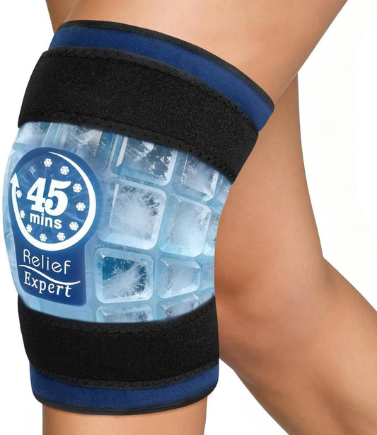 45-Minute Knee Ice Pack Wrap with Advanced Ice Grid Gel, Long-Lasting Ice Pack for Knees, Calves, Elbows, Flexible & Reusable Gel Ice Pack with Cold Compress for Workout Recovery- Fits Most Sizes