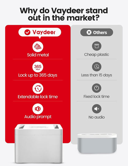 Vaydeer Metal Time Lock Box, Phone Lock Box with Timer for Focus & Wellness
