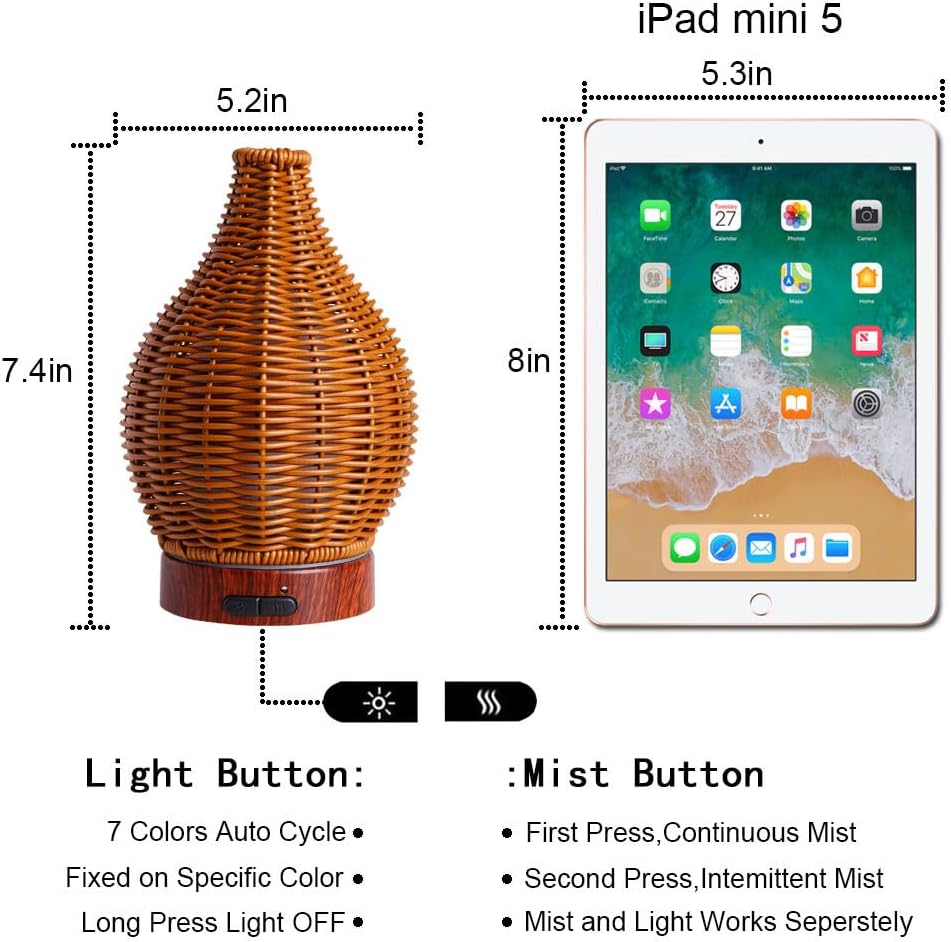 Essential Oil Diffuser, Ultrasonic Diffuser for Essential Oil, Cool Mist Humidifier Aromatherapy Diffuser with 7 Color Lighting Changing Modes, Waterless Auto Shut-Off for Home（Flower Fairy）