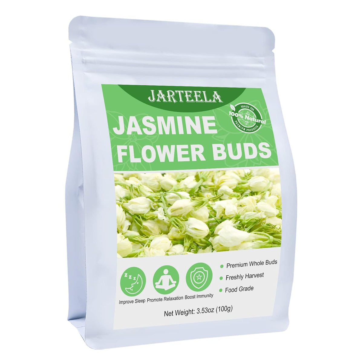 Jarteela - Jasmine Flowers Dried, 3.53oz/100g, Edible Jasmine Flowers