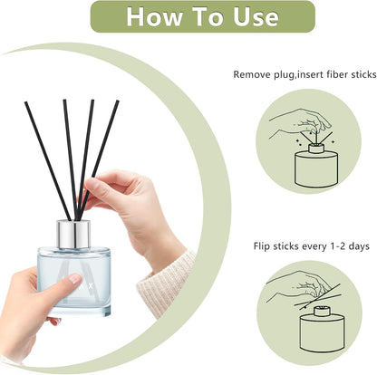 3 Pack Fragrance Reed Diffuser, 50ML Lavender Jasmine Lemongrass Aromatherapy Diffuser Set with 12 Black Fiber Sticks,Air Freshener for Bedroom Bathroom Office, 8.2X 6.6X 2.1 inch