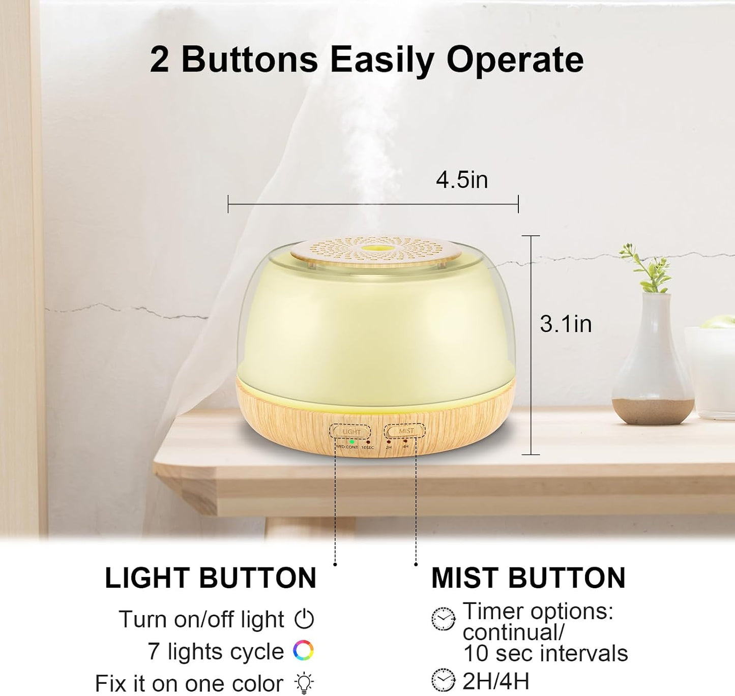 300ML Essential Oil Diffuser, Remote Control Ultrasonic Aromatherapy Oil Diffusers Cool Mist Humidifier, Waterless Auto-Off and 7 LED Light Colors for Bedroom, Yoga, SPA, Baby