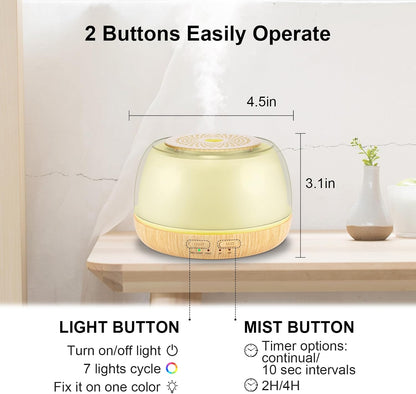 300ML Essential Oil Diffuser, Remote Control Ultrasonic Aromatherapy Oil Diffusers Cool Mist Humidifier, Waterless Auto-Off and 7 LED Light Colors for Bedroom, Yoga, SPA, Baby