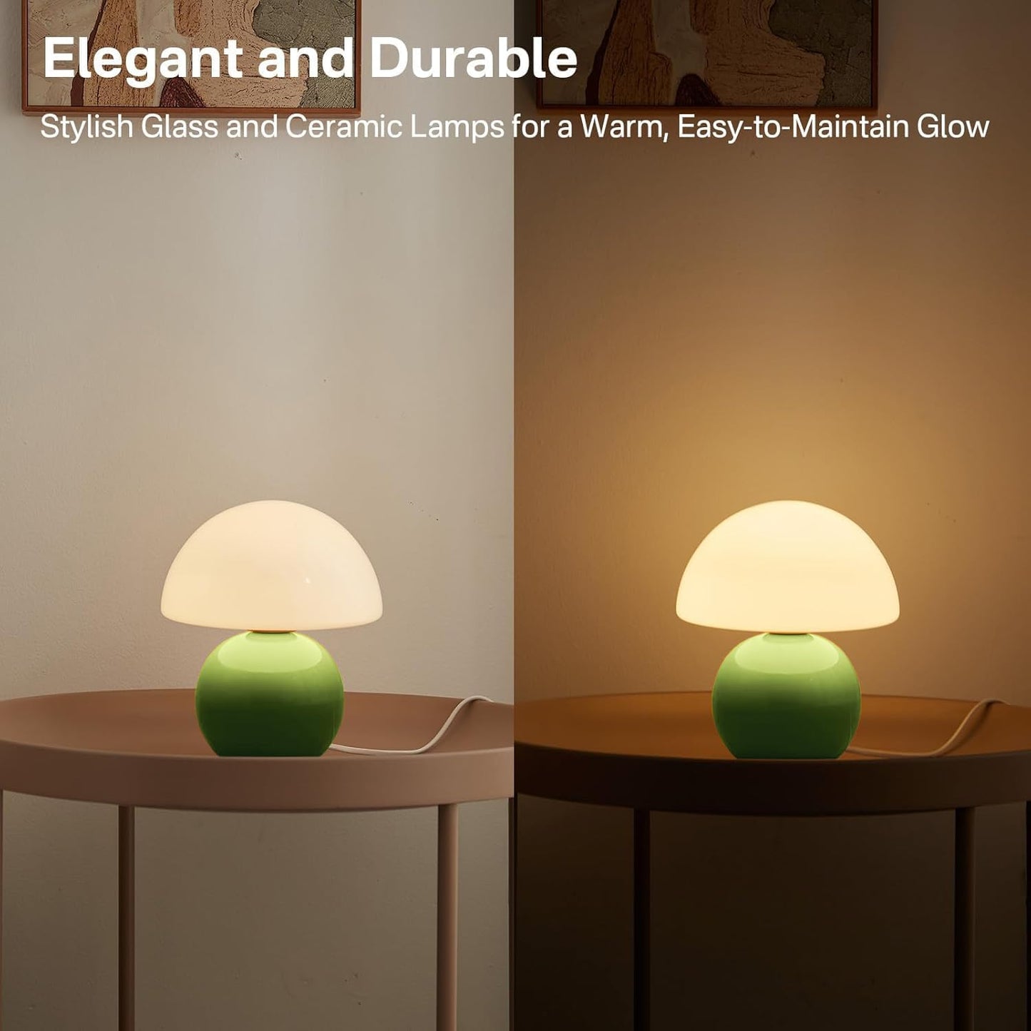 Dawnwake Mushroom Lamp Table Lamp for Bedroom,Desk Bedside Small Lamps for Living Room Night Stands,Mushroom Decor Cute Mini Modern Mid Century Lamps,Unique Aesthetic Home Living Room Decor(White)