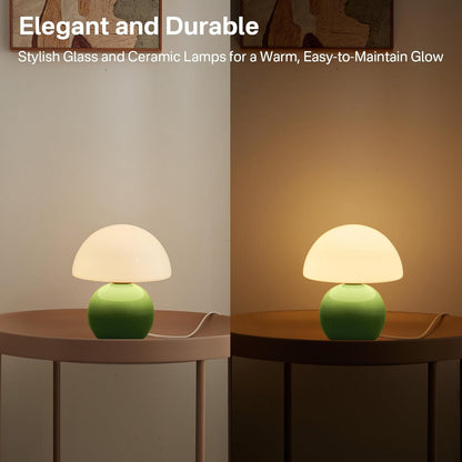 Dawnwake Mushroom Lamp Table Lamp for Bedroom,Desk Bedside Small Lamps for Living Room Night Stands,Mushroom Decor Cute Mini Modern Mid Century Lamps,Unique Aesthetic Home Living Room Decor(White)