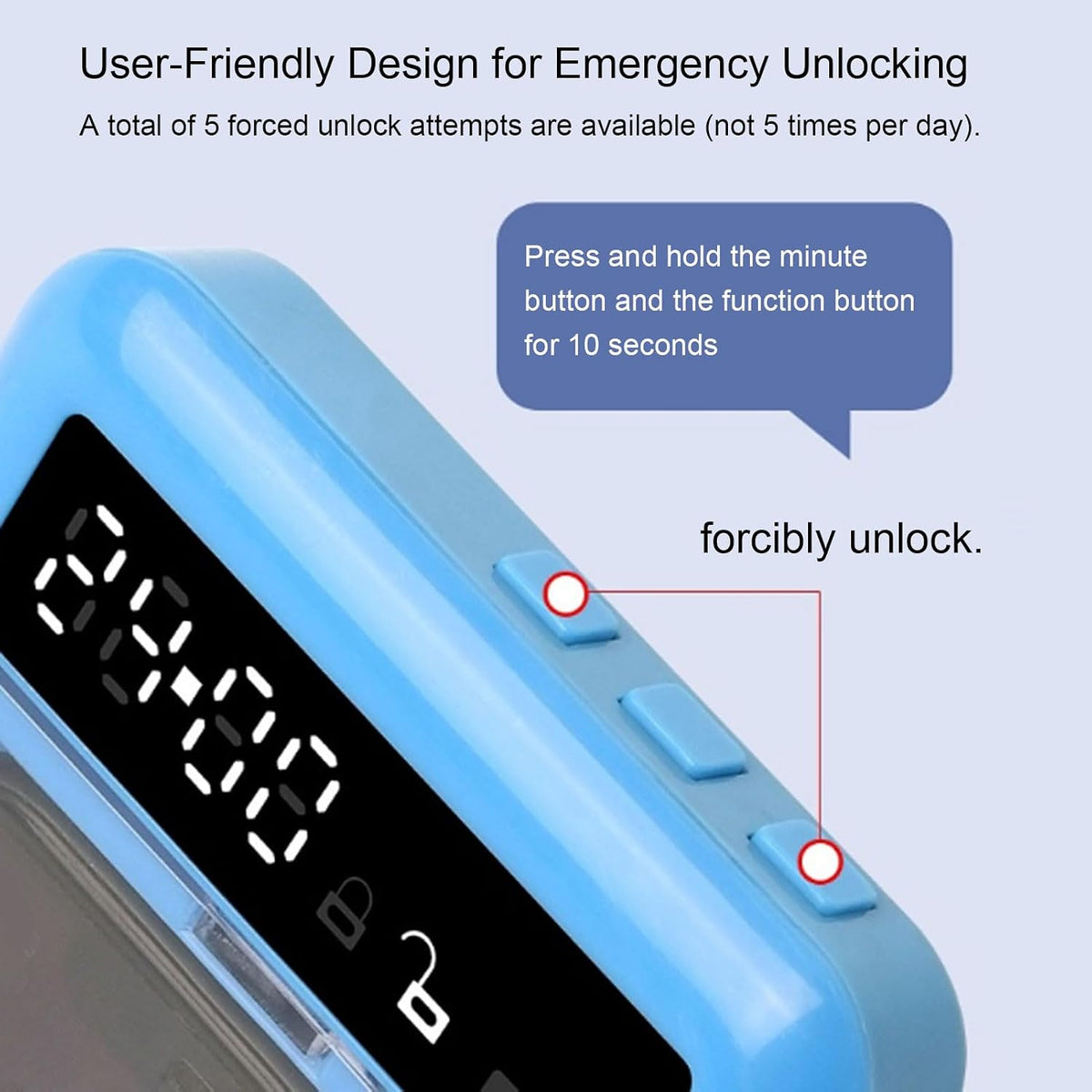 GOTOTOP Cell Phone Lock Box, Timer Transparent Container (Blue)