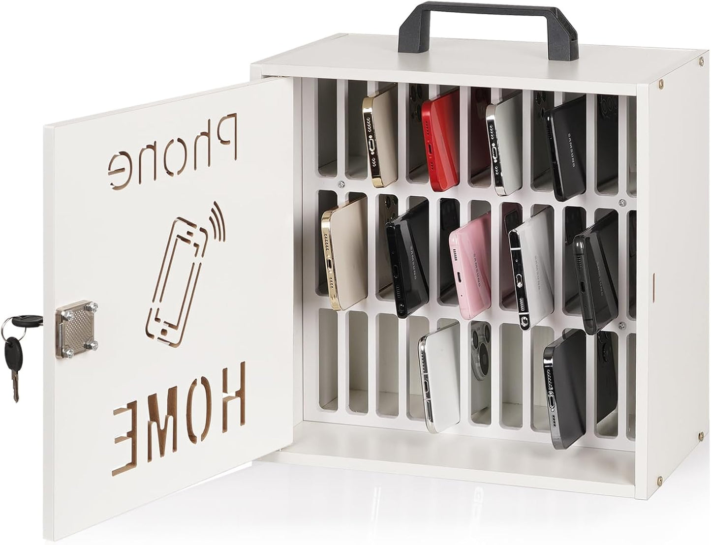 36 Slots Cell Phone Holder Classroom, Wooden Phone Lock Box