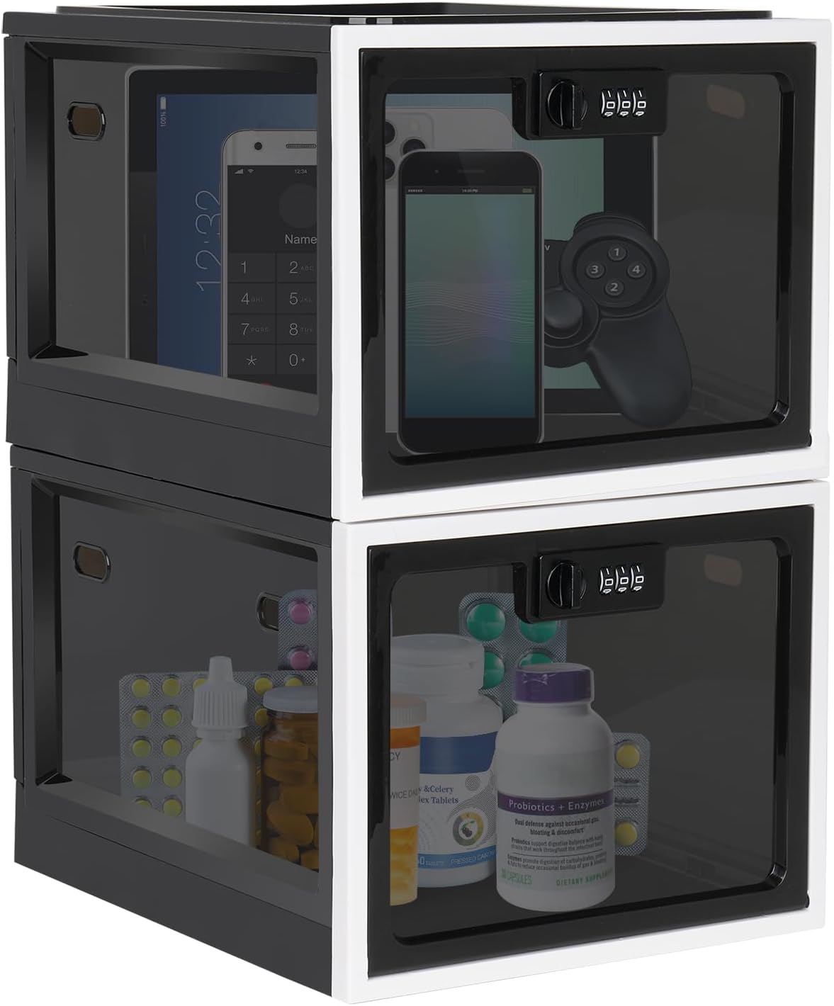 Lalifebuss Medicine Lock Box, Medication Lockable Container for Refrigerator Food Safe Locking Box Tablet Phone Locked Box for Kitchen Home School and Office Safety