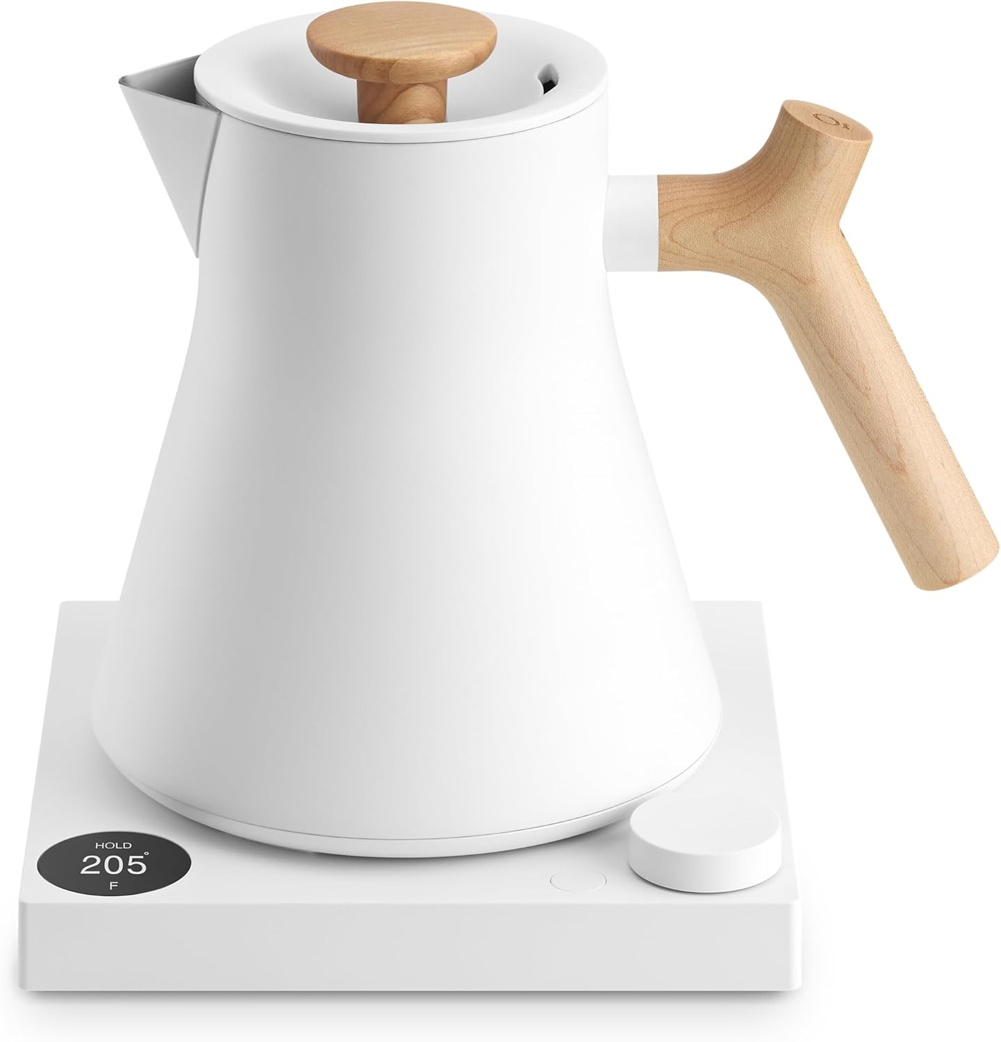 Fellow Corvo EKG Pro Electric Tea Kettle - Quick Heating, Precise Temperature Control Electric Kettle, Scheduling, Built-in Brew Timer for Boiling Water - Matte Black with Walnut Handle - 0.9 Liter