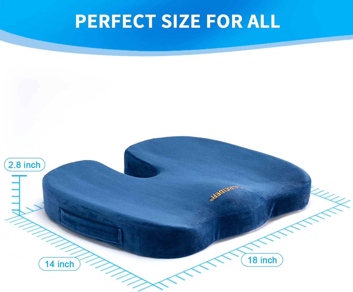 SAIREIDER Seat Cushions for Office Chairs, Memory Foam Coccyx Cushion Pads for Tailbone Pain, Sciatica Relief Pillow, Car Seat Cushion, Correct Sitting Posture (Grey)