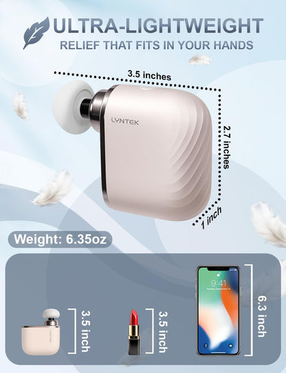 Mini Massage Gun - Small Handheld Muscle Massager with Percussion Deep Tissue, 5 Adjustable Vibration Frequency & 3 Interchangeable Heads - Portable Pocket Massage Gun for Gym, Travel, Office