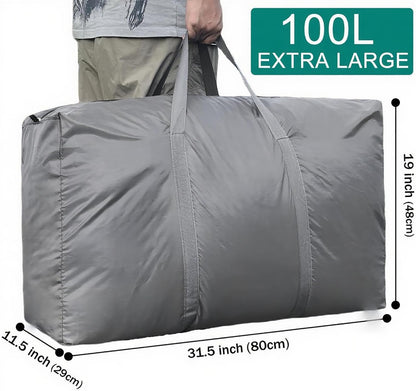 100L Extra Large Storage Bags, Big Moving Bags with Strong Zippers & Carrying Handles, Packing Bags for Moving, Storage, Travel and Camping, Storage Totes For Space Saving (Black)